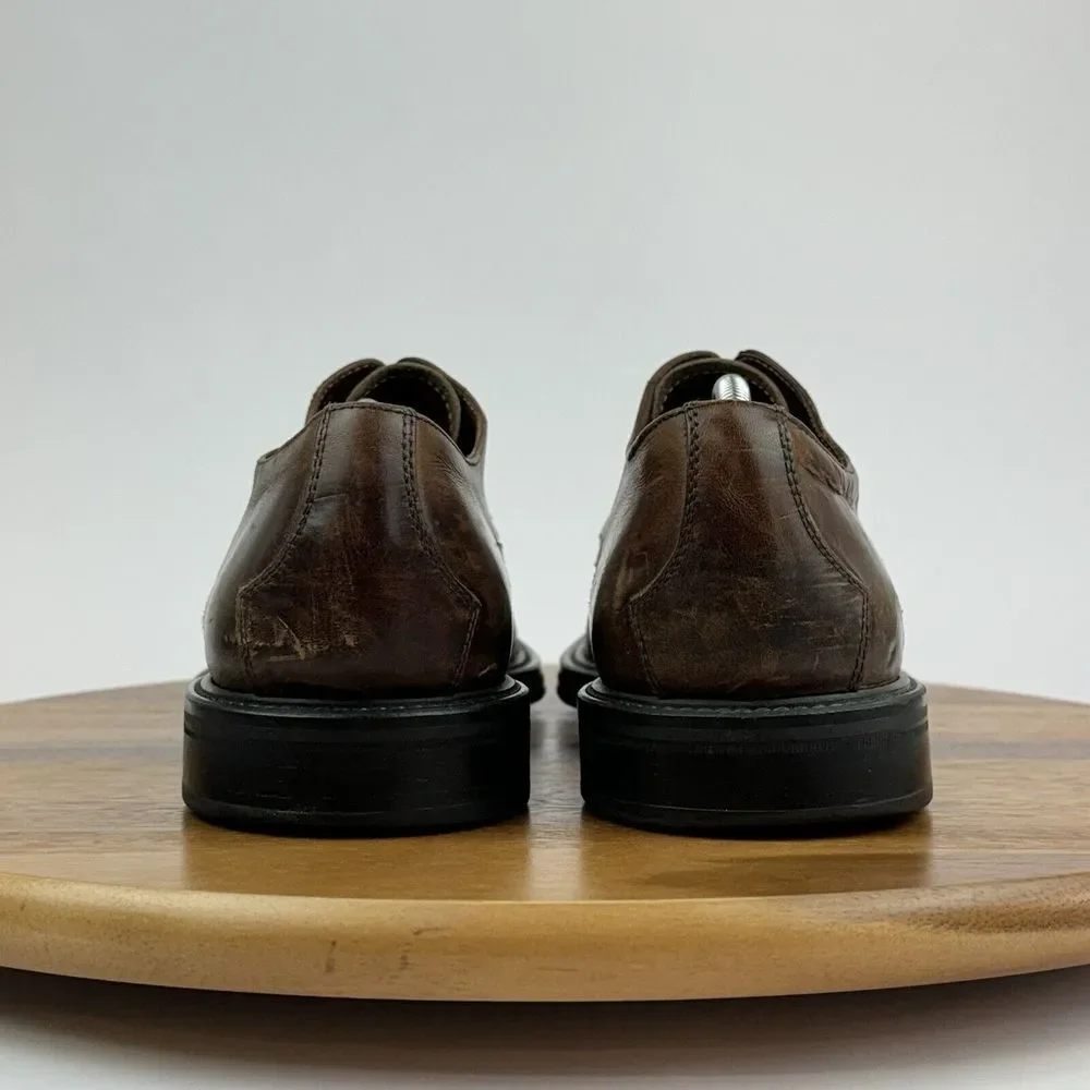 Mens Johnston & Murphy Brown Leather Plain Toe Dress Shoes Oxfords‎ Size 11 M
